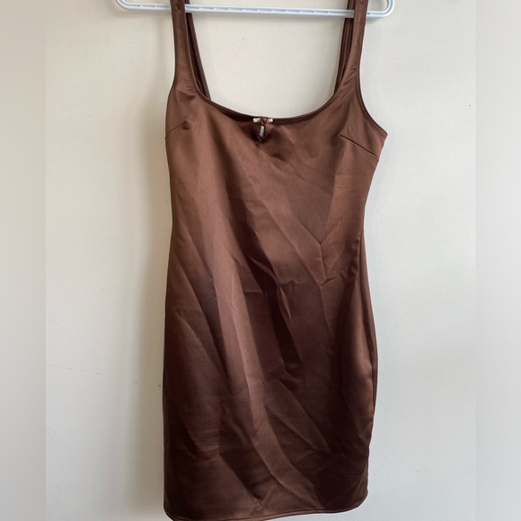Zara Dresses | Satin Effect Slip Dress | Color: Brown Size S - Picture 2 of 9